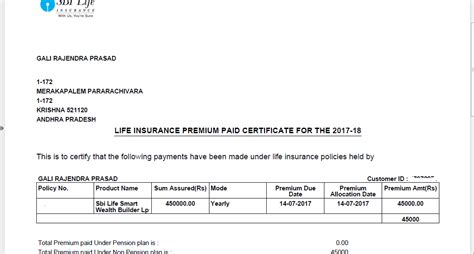 SBI Life Insurance Premium Receipt Download .